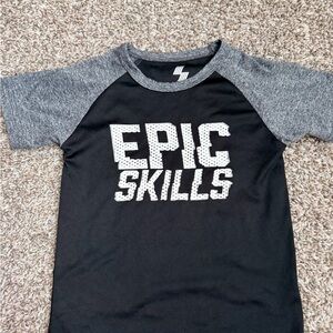 Place Boys' Black & Gray 'EPIC SKILLS' Raglan Tee